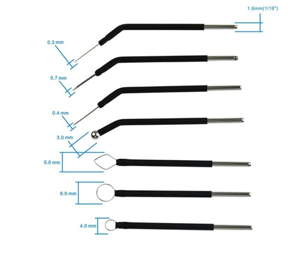 Dental Standard Electrodes Oral Cautery Reusable Tips with 1.6mm (1/16") Shaft Size 7Pcs/Set